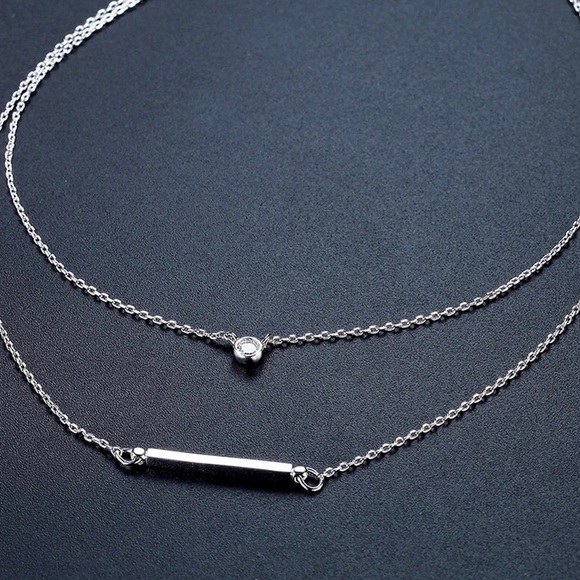 SILVERTONE LAYERED NECKLACE - Picture 3 of 5